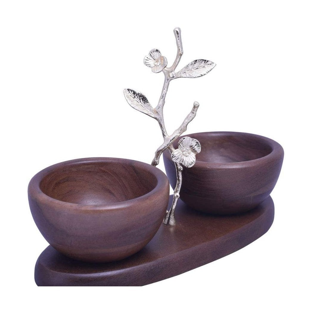 Acacia Wood Two Small Nut Bowls