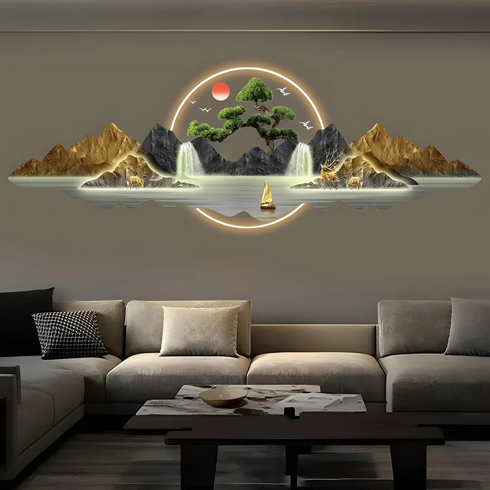 Acrylic Carved LED Wall Light Mural | Dlight Decor