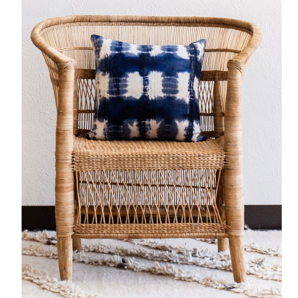 Adire Tie-Dye Wool Blue Indigo Throw Pillow