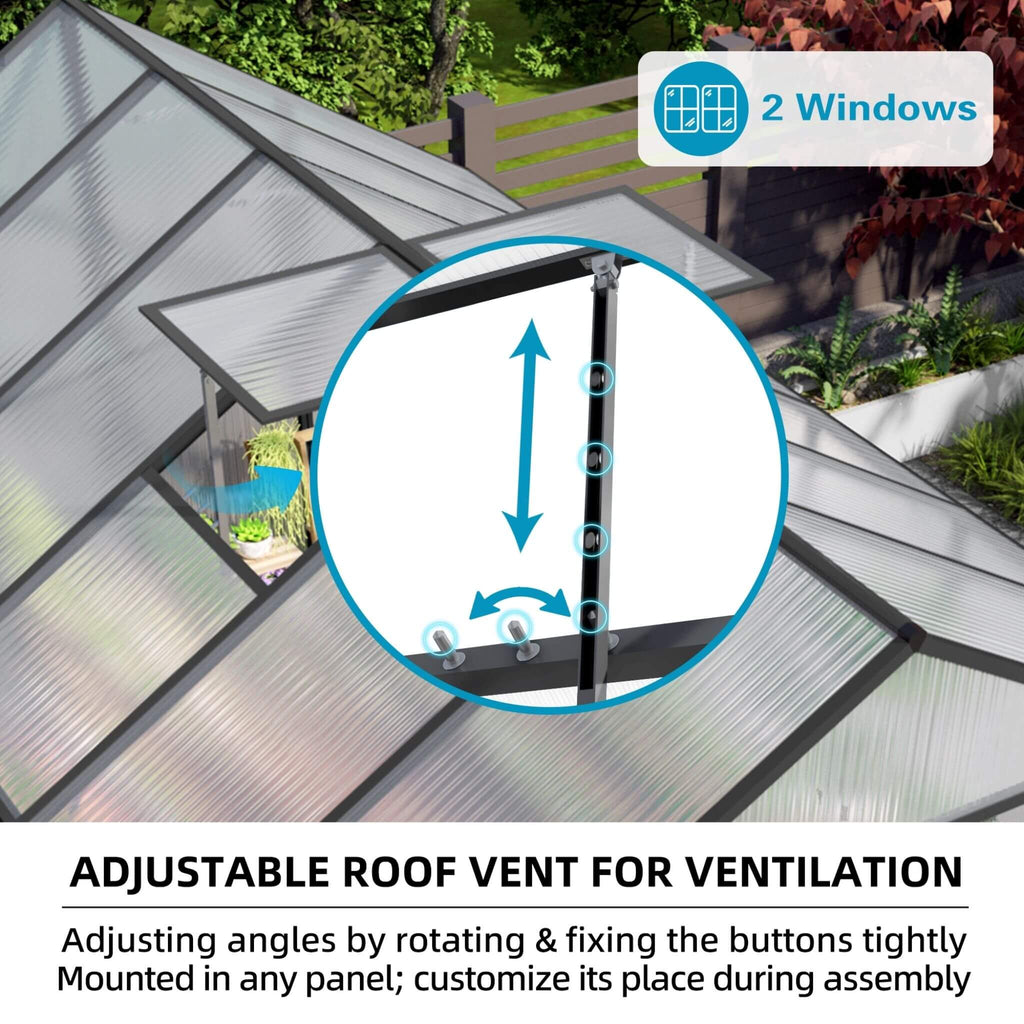 [08X12FT] All-Season Outdoor Backyard Polycarbonate Greenhouse With Raised Base And Aluminum Frame (SAK78614) by SAKSBY WHOLESALE