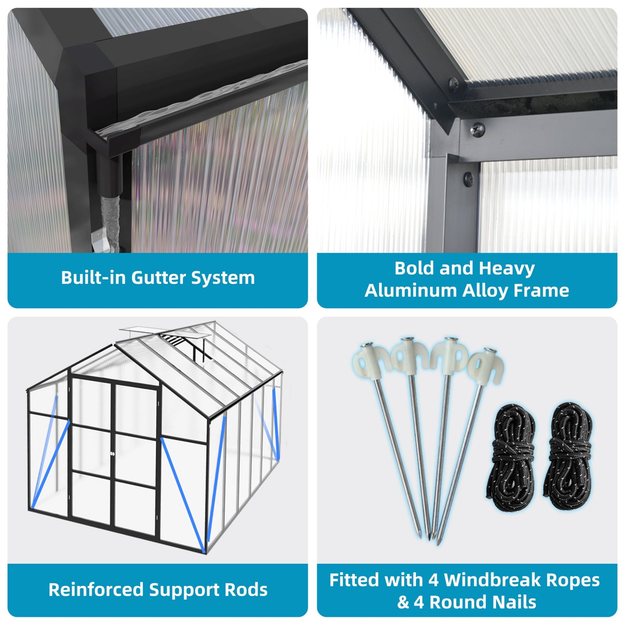 [08X12FT] All-Season Outdoor Backyard Polycarbonate Greenhouse With Raised Base And Aluminum Frame (SAK78614) by SAKSBY WHOLESALE