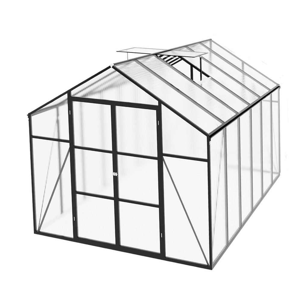 [08X12FT] All-Season Outdoor Backyard Polycarbonate Greenhouse With Raised Base And Aluminum Frame (SAK78614) by SAKSBY WHOLESALE