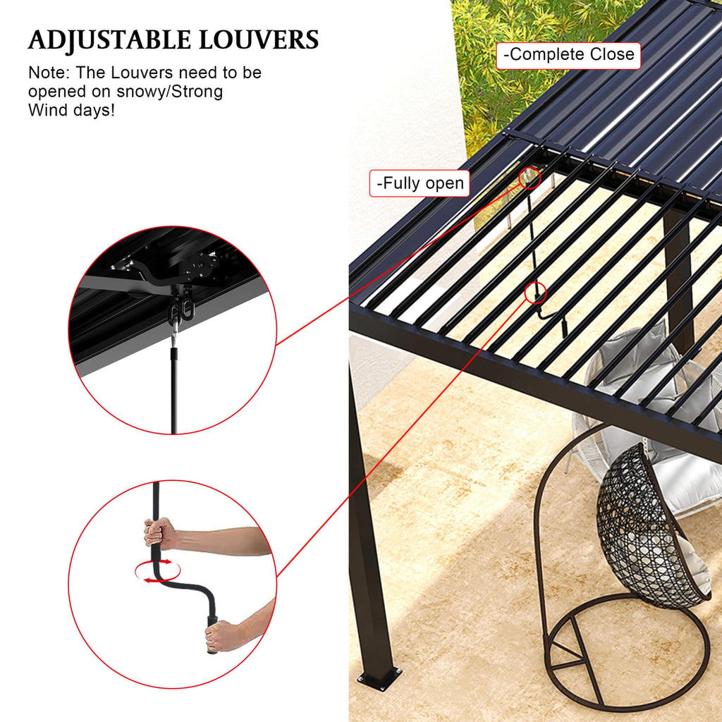 [10X19FT] Alora Modern Durable All-Weather Outdoor Pergola With Aluminum Frame And Steel Louvers (SAK32691) by SAKSBY WHOLESALE