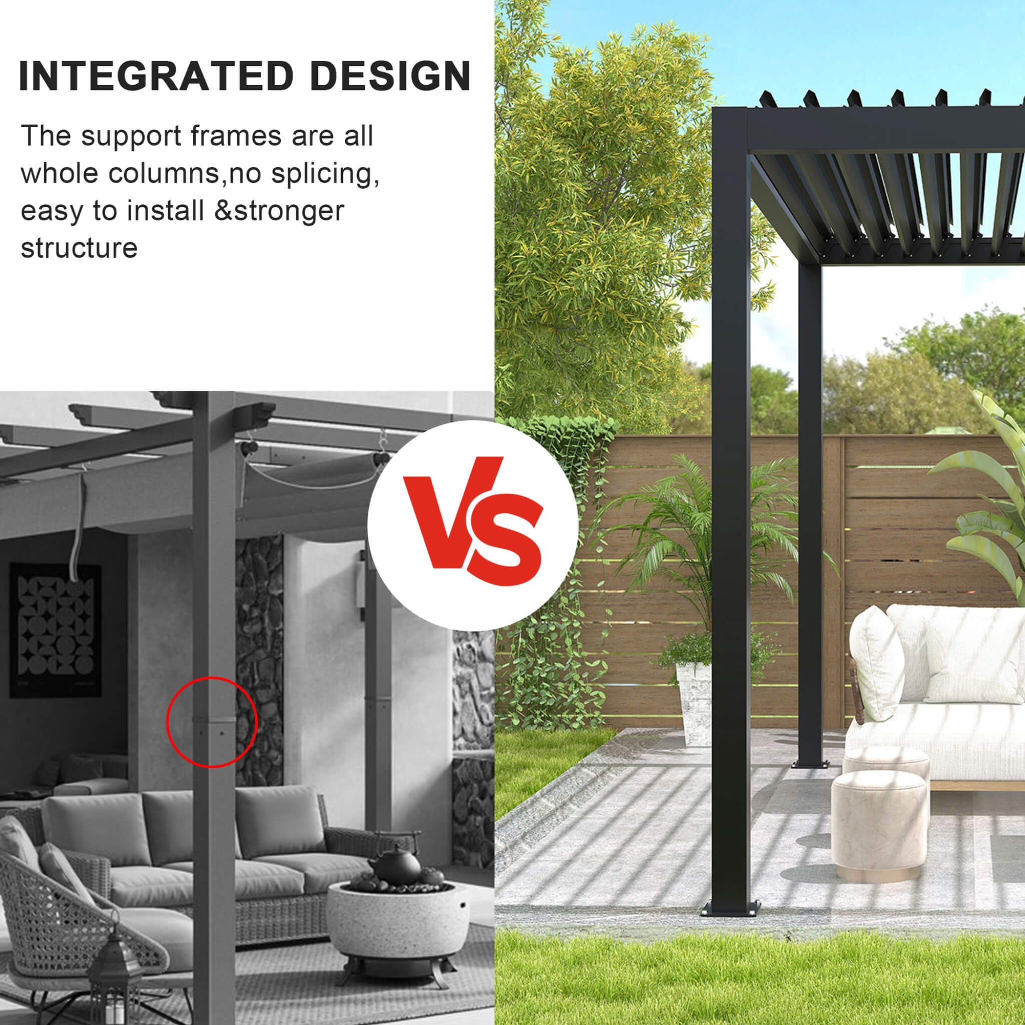 [10X19FT] Alora Modern Durable All-Weather Outdoor Pergola With Aluminum Frame And Steel Louvers (SAK32691) by SAKSBY WHOLESALE