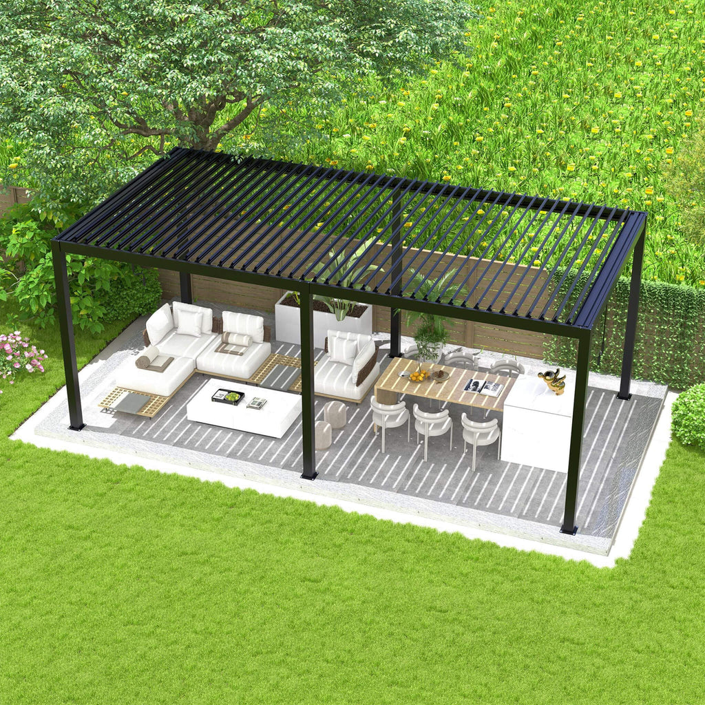 [10X19FT] Alora Modern Durable All-Weather Outdoor Pergola With Aluminum Frame And Steel Louvers (SAK32691) by SAKSBY WHOLESALE