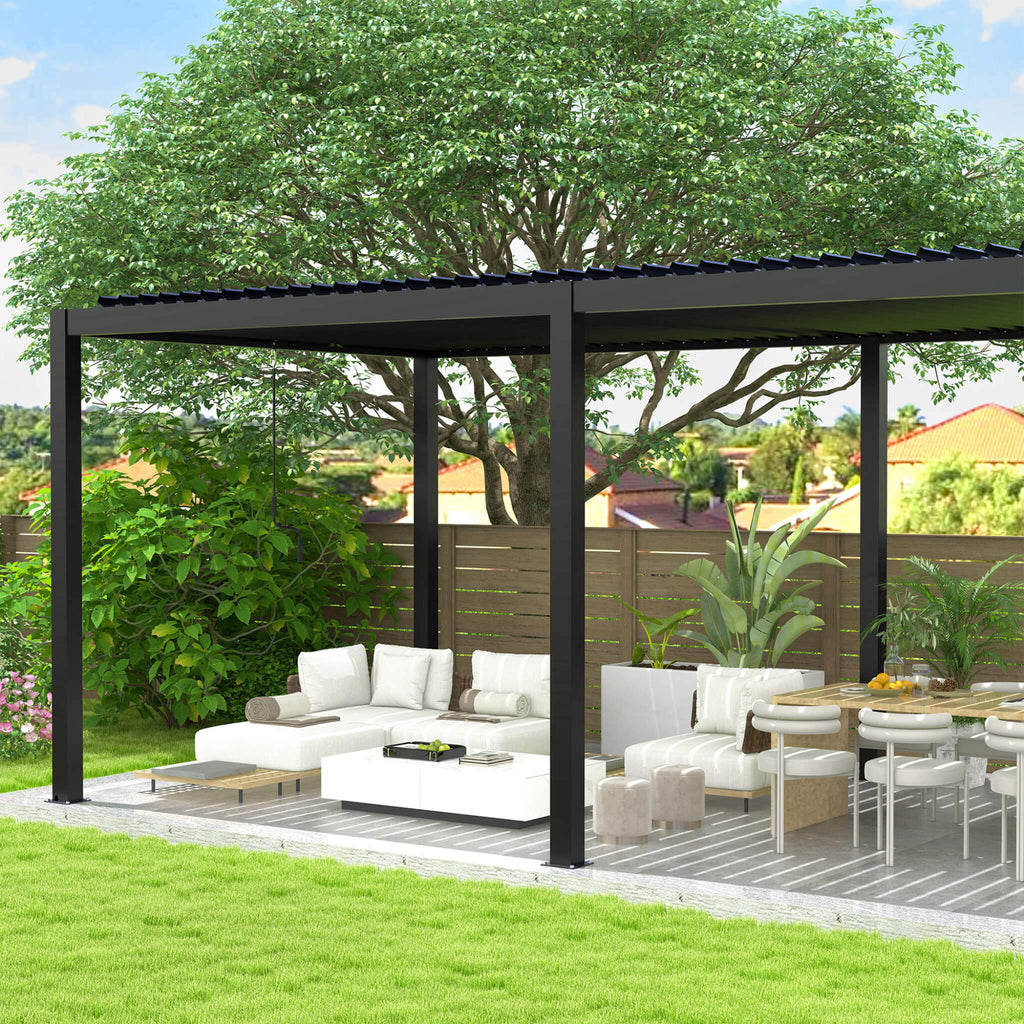 [10X19FT] Alora Modern Durable All-Weather Outdoor Pergola With Aluminum Frame And Steel Louvers (SAK32691) by SAKSBY WHOLESALE