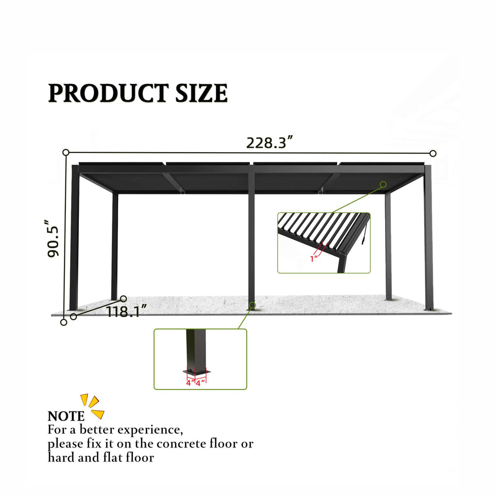 [10X19FT] Alora Modern Durable All-Weather Outdoor Pergola With Aluminum Frame And Steel Louvers (SAK32691) by SAKSBY WHOLESALE