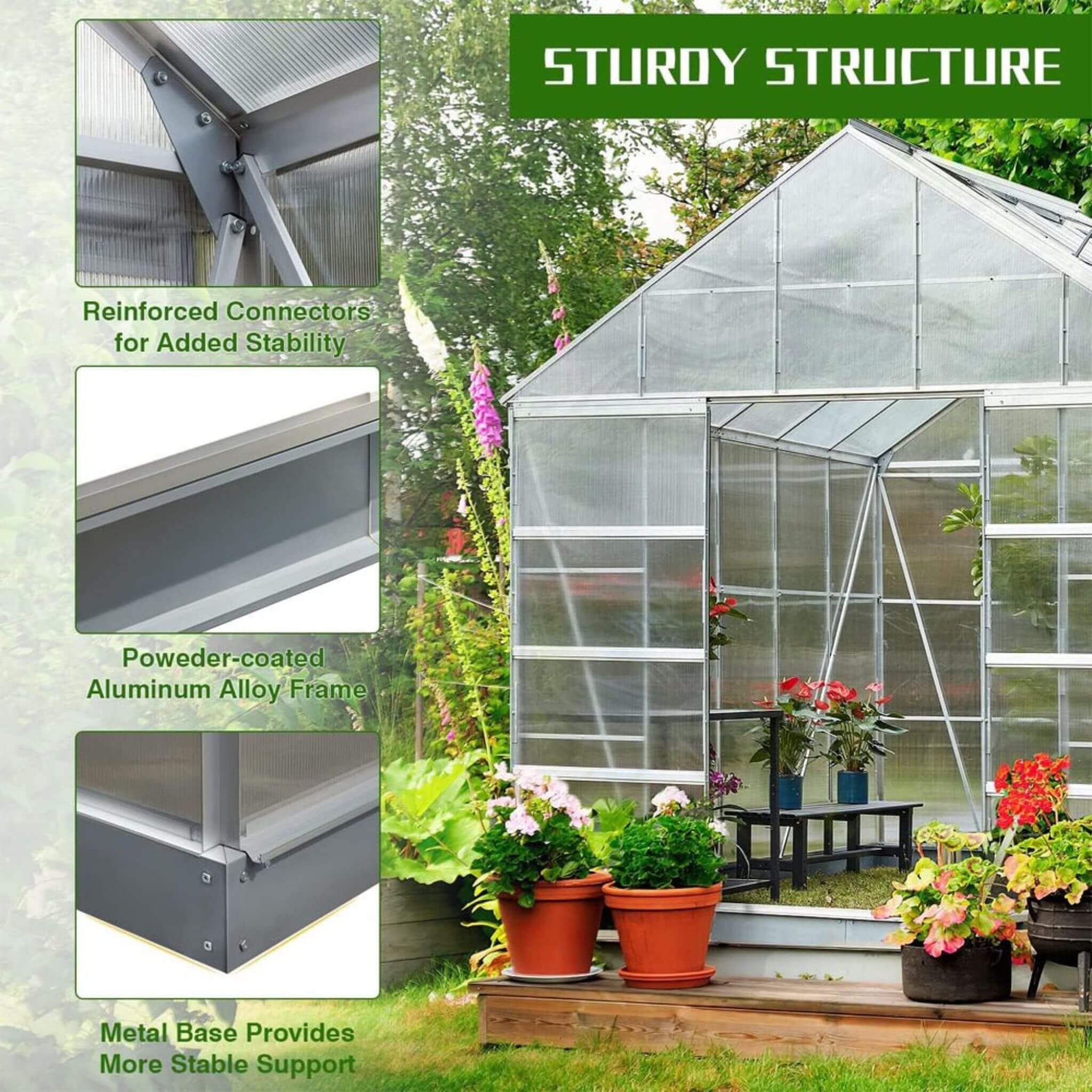 All-Weather Ultra-Resistant Polycarbonate Greenhouse Extra Large | SAKSBY WHOLESALE