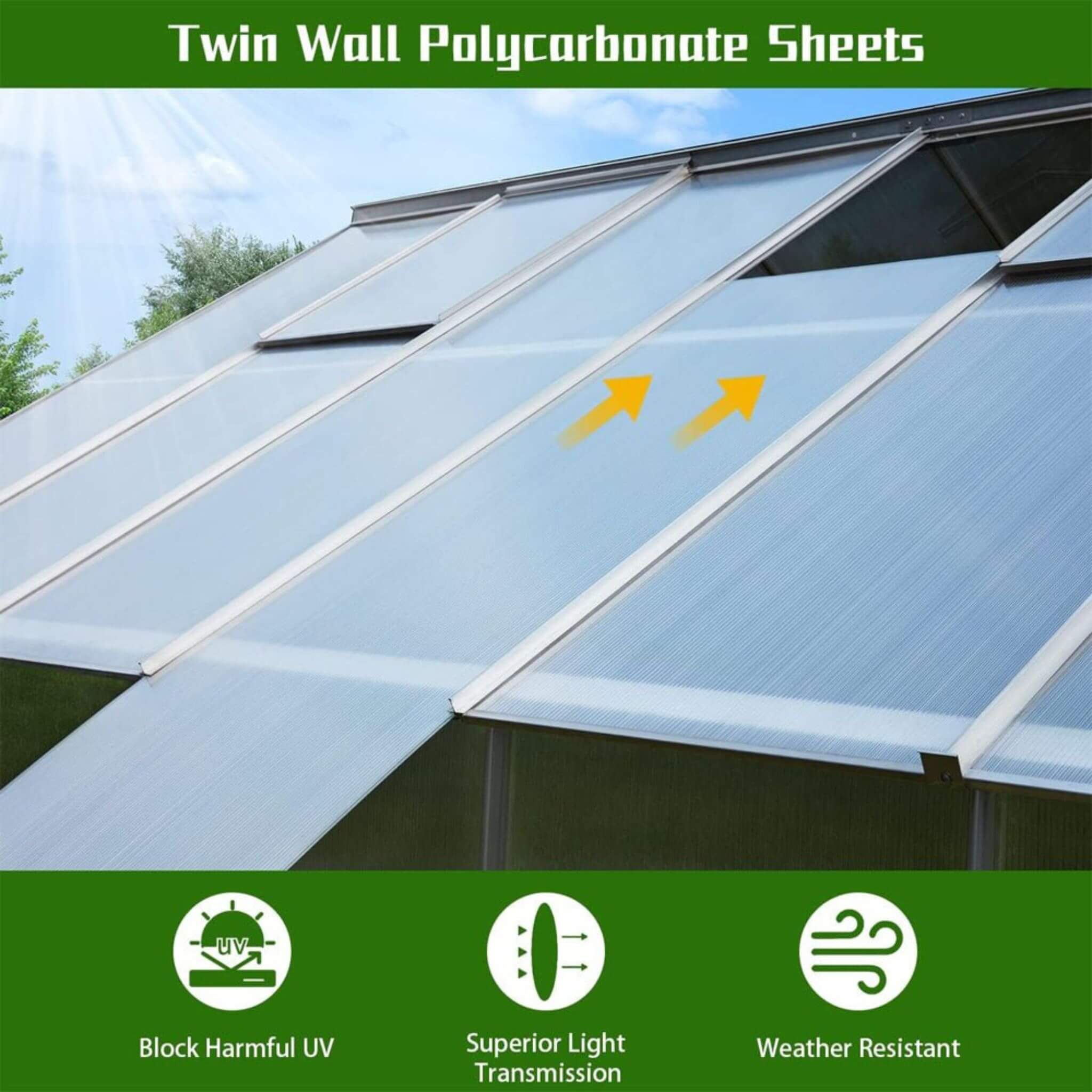 All-Weather Ultra-Resistant Polycarbonate Greenhouse Extra Large | SAKSBY WHOLESALE