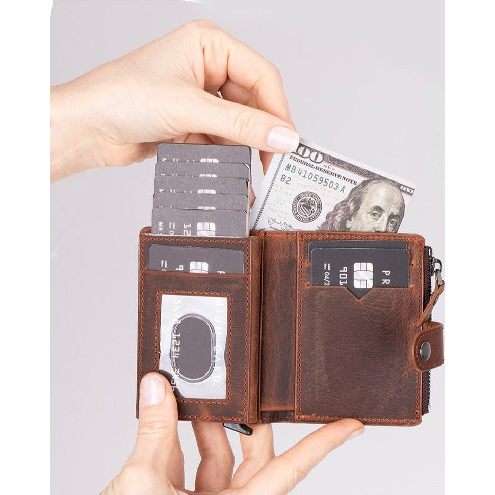 Andalusia Genuine Leather Pop-Up Cardholder with RFID Protection