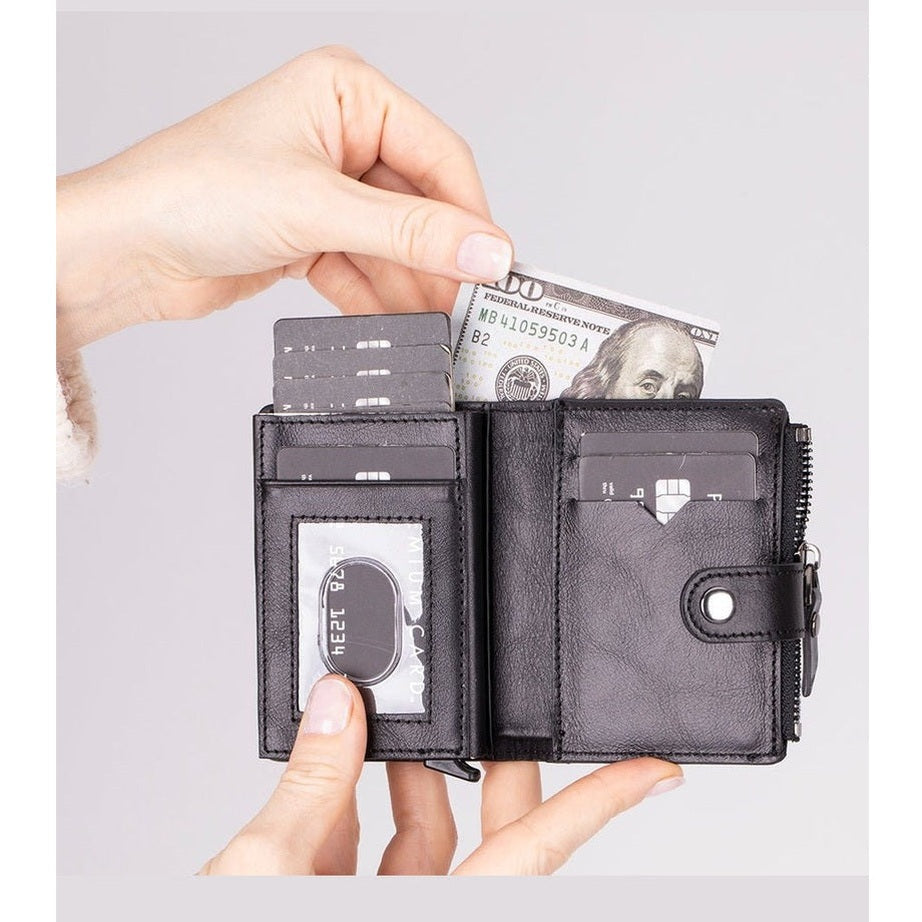 Andalusia Genuine Leather Pop-Up Cardholder with RFID Protection