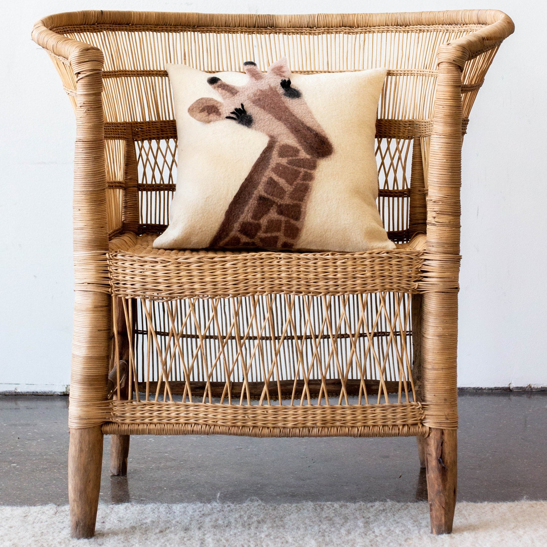 Animal Jungle Giraffe Wool Throw Pillow