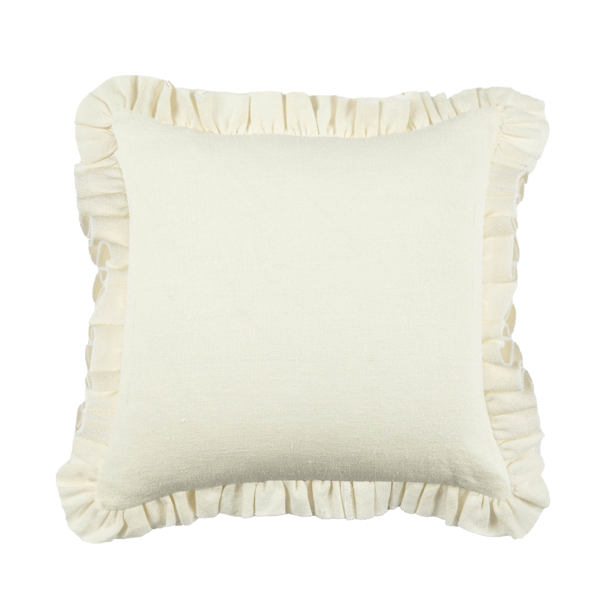 Anita Linen Solid Throw Pillow Cover, Cream Ruffled