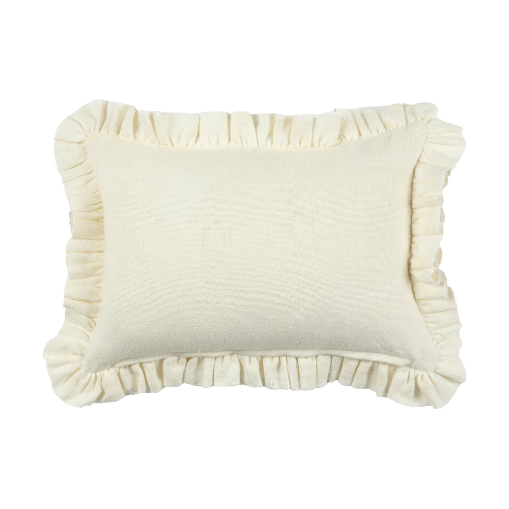 Anita Linen Solid Throw Pillow Cover, Cream Ruffled
