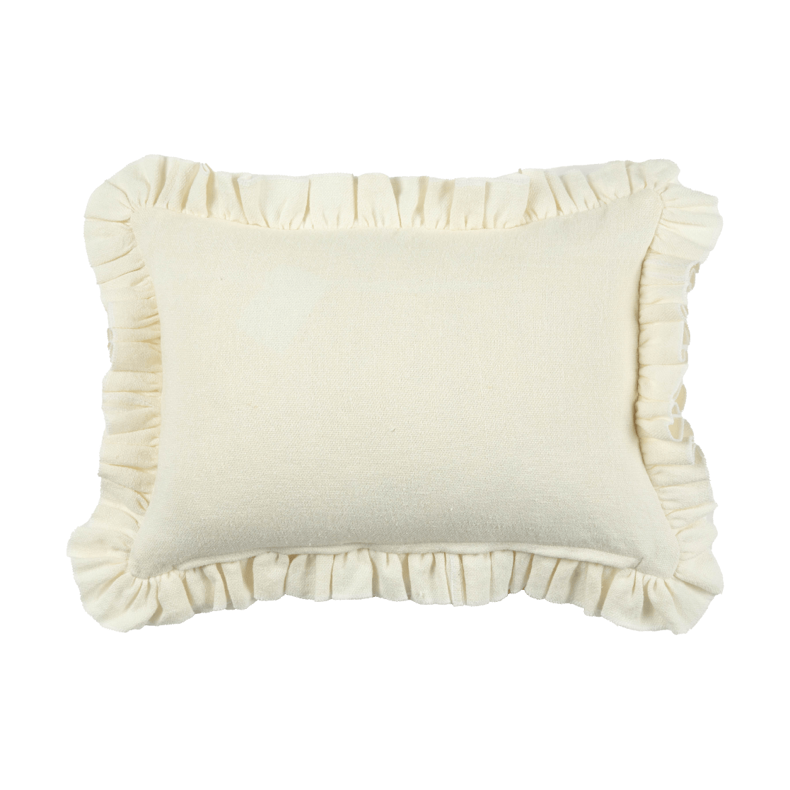 Anita Linen Solid Throw Pillow Cover, Cream Ruffled