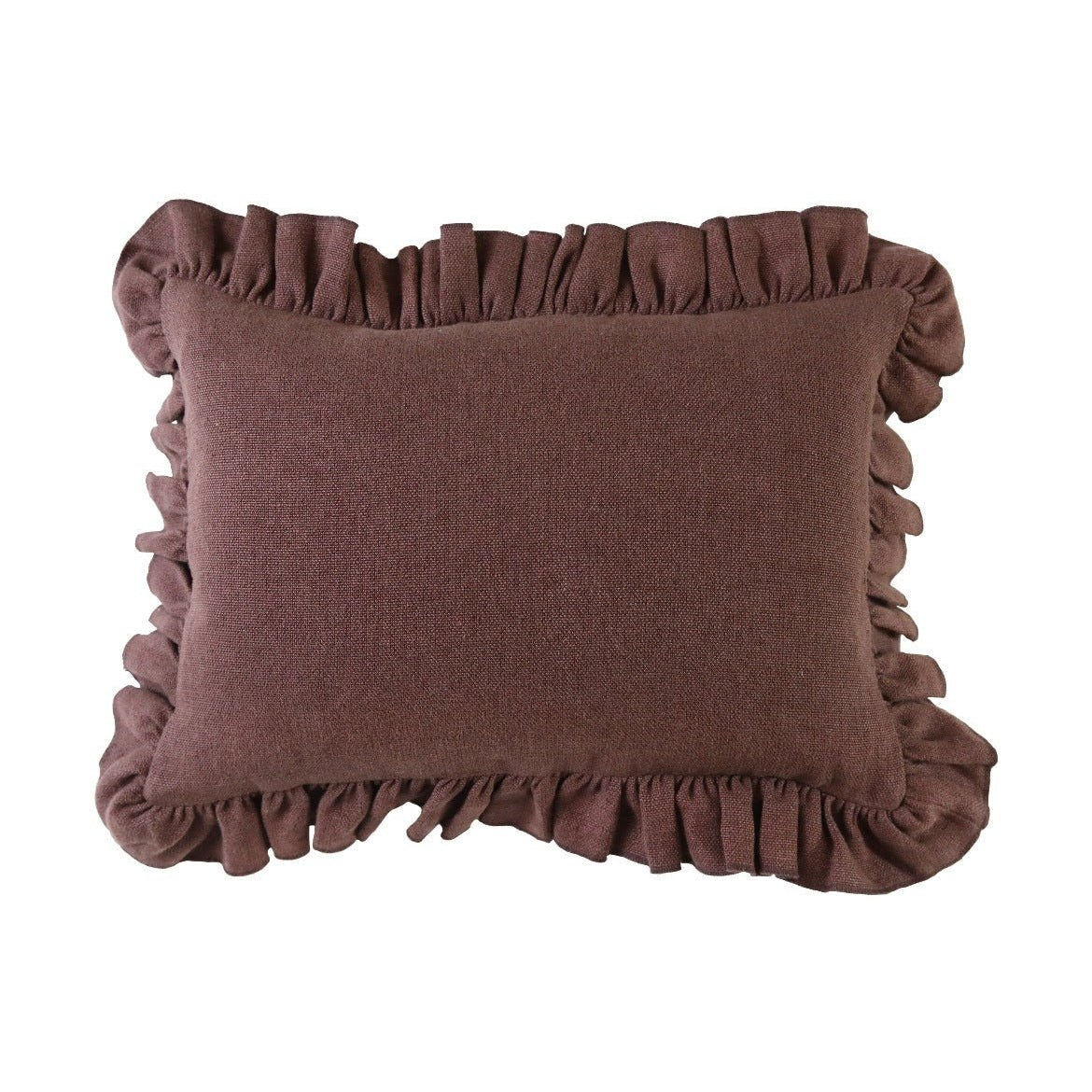 Anita Linen Solid Throw Pillow Cover, Ruby Ruffled