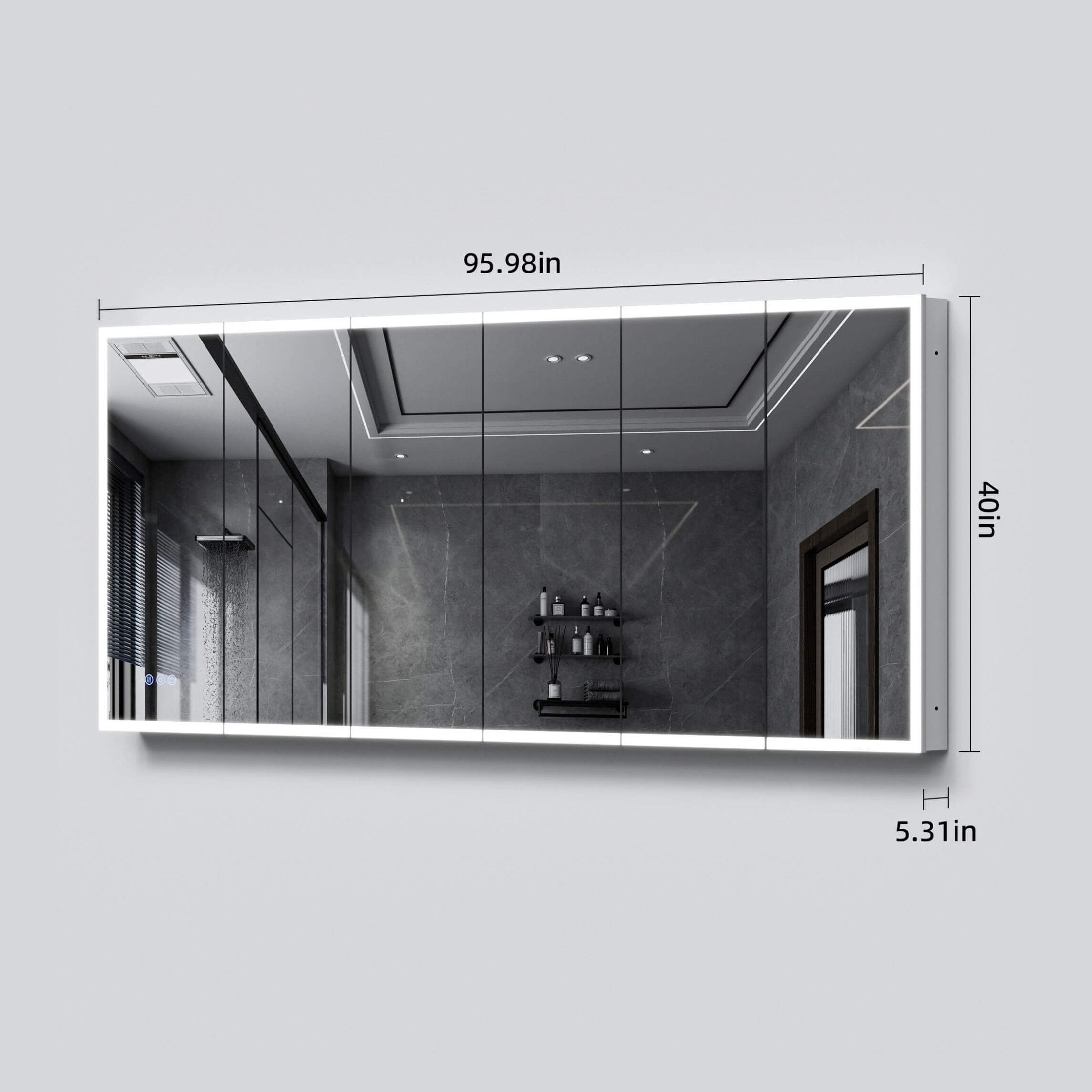 [96X40-Inch] Nuvia Wall-Mounted Medicine Cabinet Mirror With Anti-Fog And Tri-Color LED Lights (SAK82340) by SAKSBY WHOLESALE