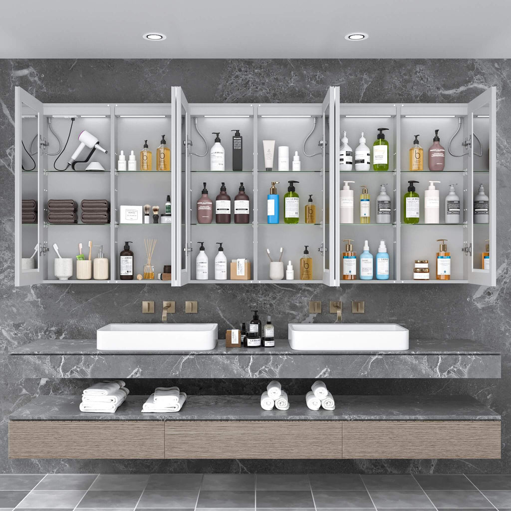 [96X40-Inch] Nuvia Wall-Mounted Medicine Cabinet Mirror With Anti-Fog And Tri-Color LED Lights (SAK82340) by SAKSBY WHOLESALE