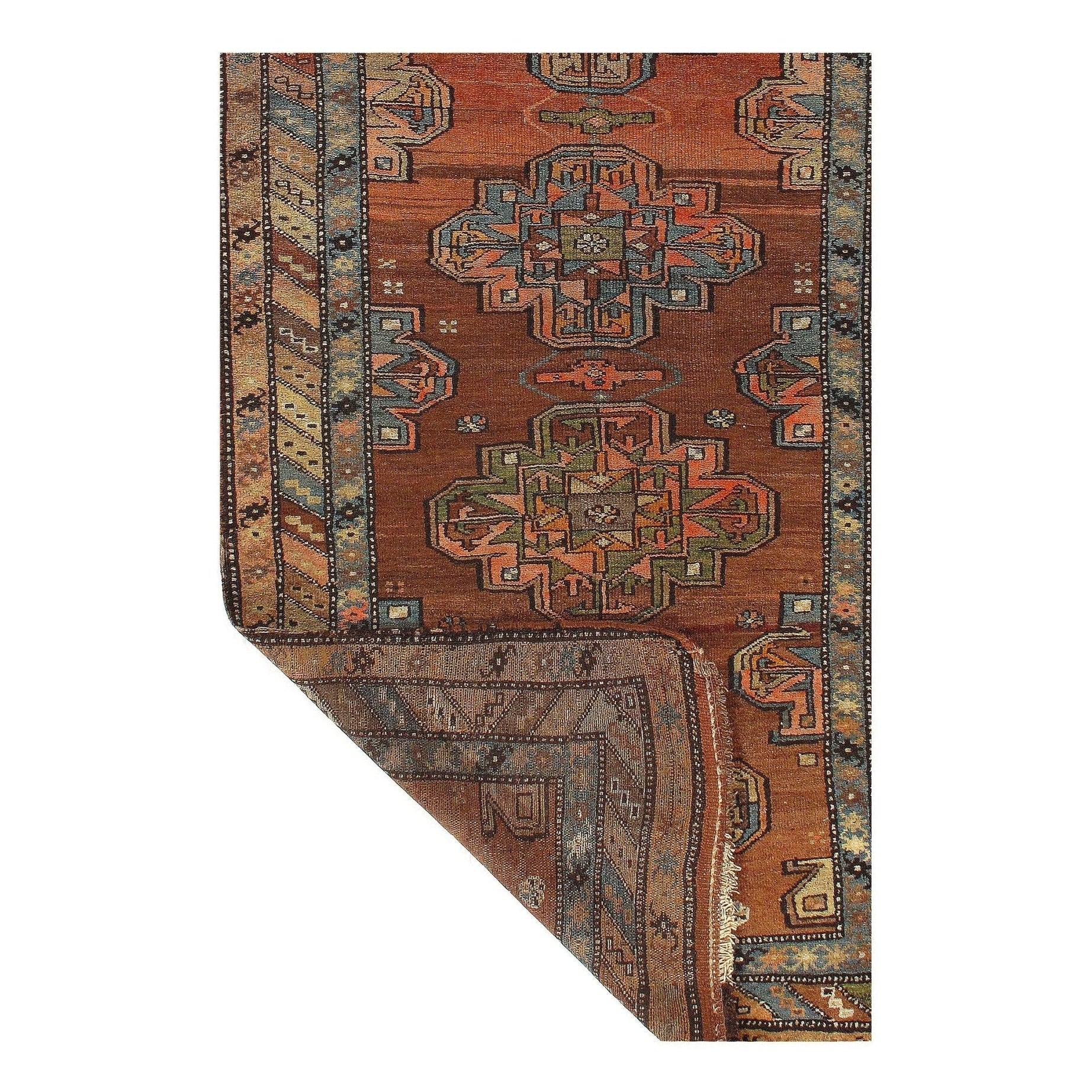 Antique Handwoven Kazakh Knotted Runner Rug | Canvellollc