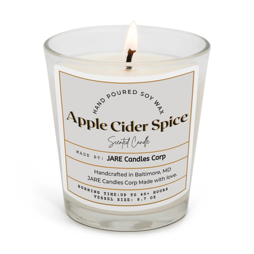 Apple Cider Spice - Cinnamon, Clove, Nutmeg - Soy Wax Scented Candle by JARE CANDLES