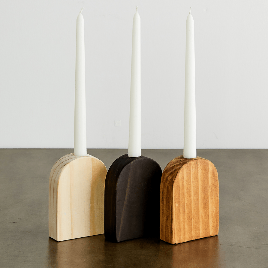 Arch Wooden Taper Candle Stand