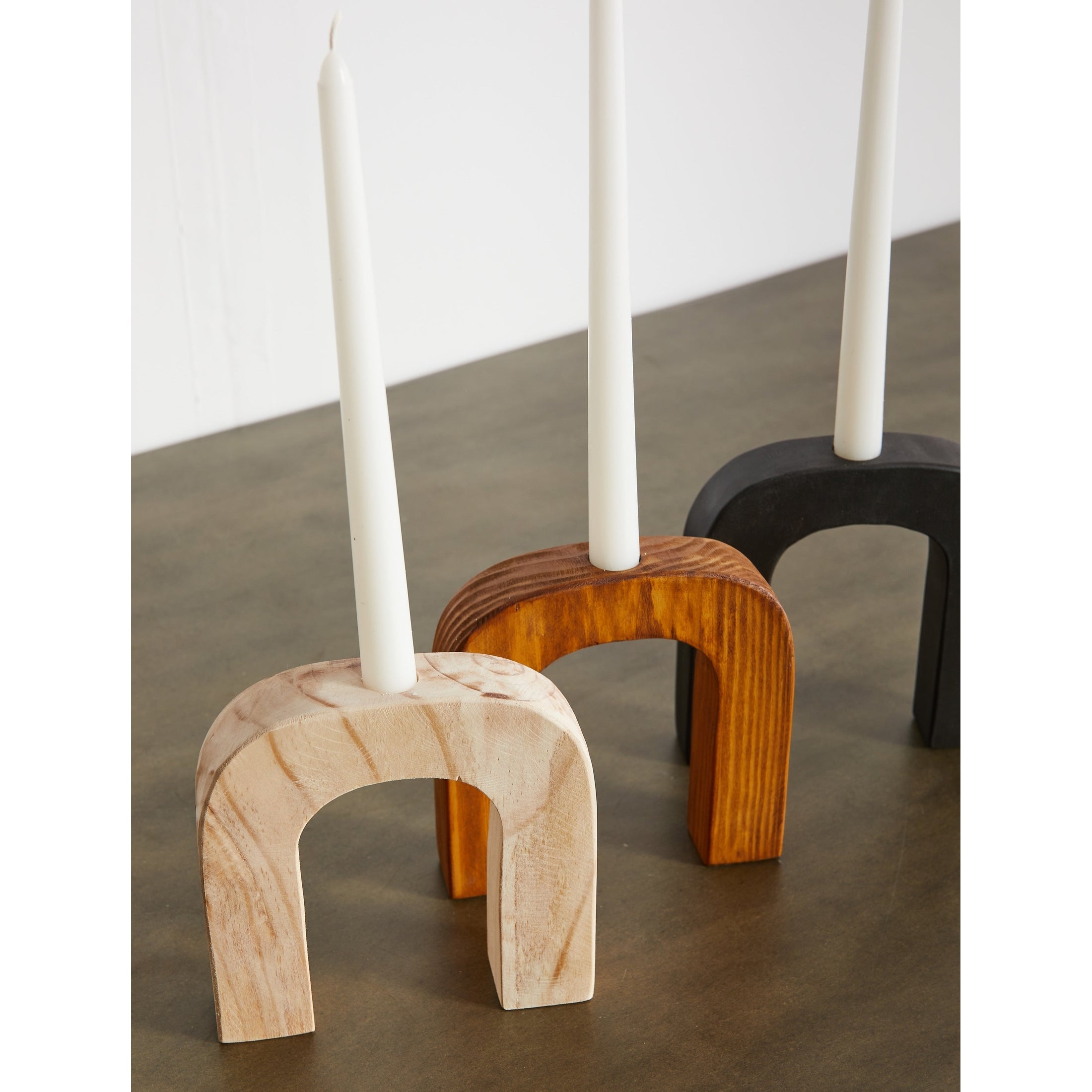 Arch Wooden Taper Candlestick Holder