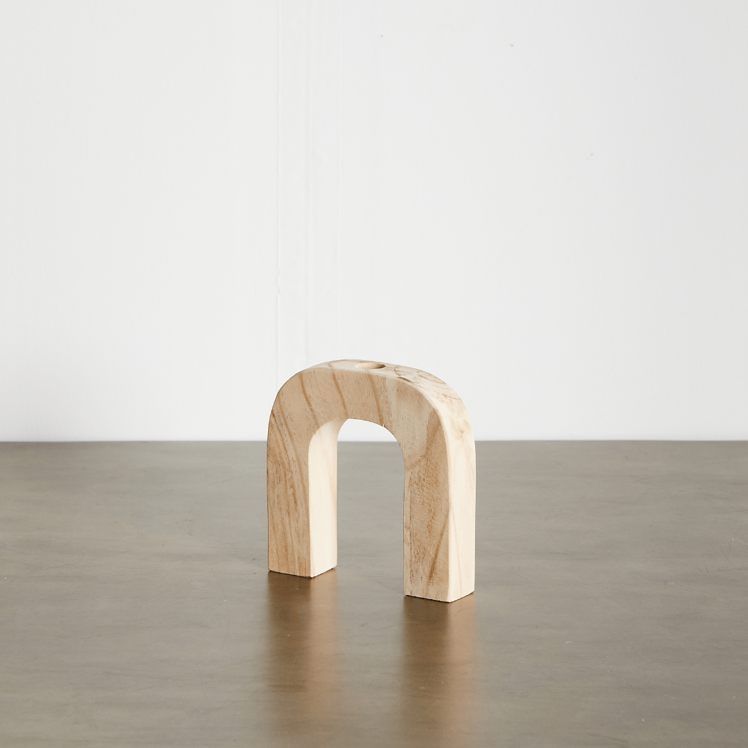 Arch Wooden Taper Candlestick Holder