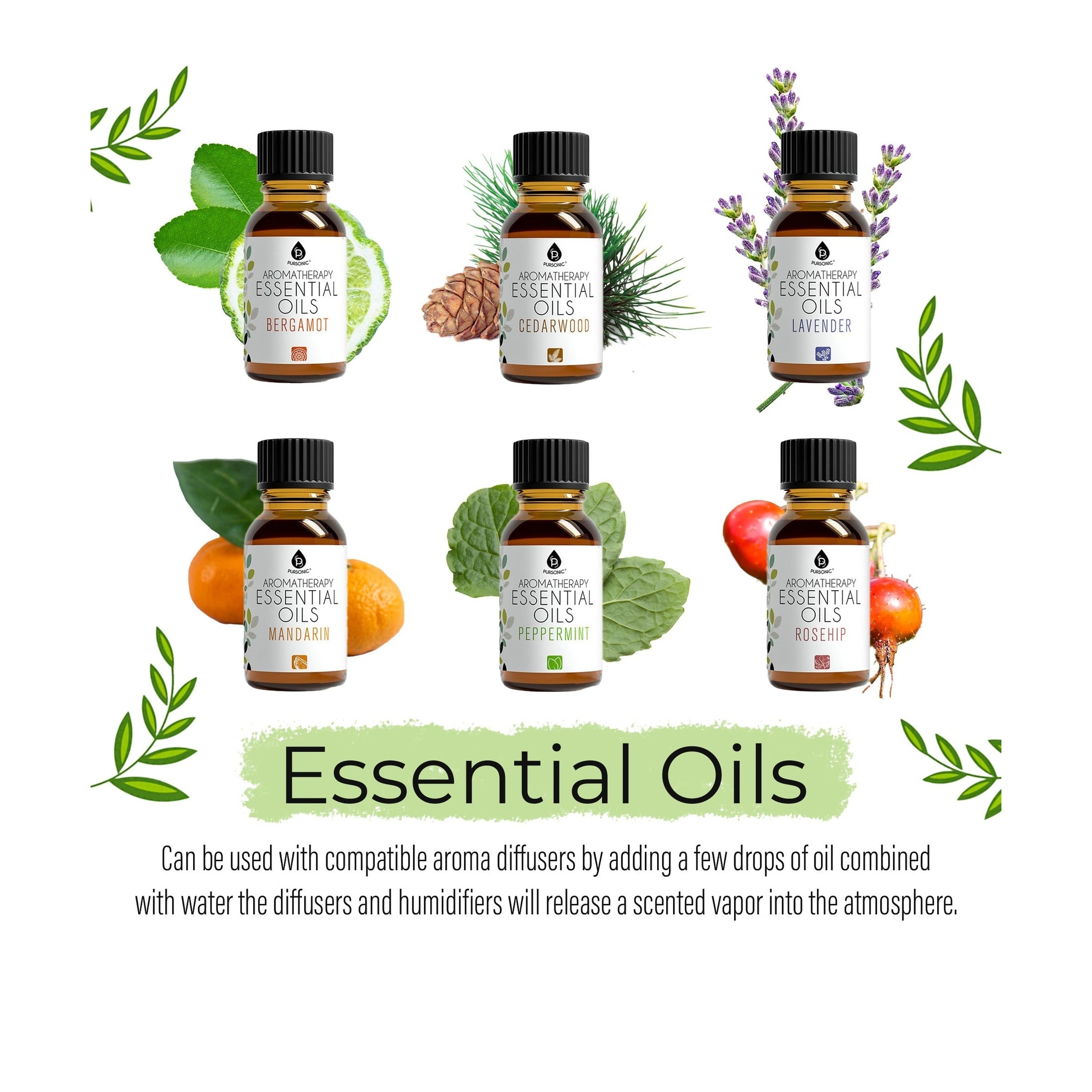 Aromatherapy Essential Oils Gift Bundle | DC-PURSONIC