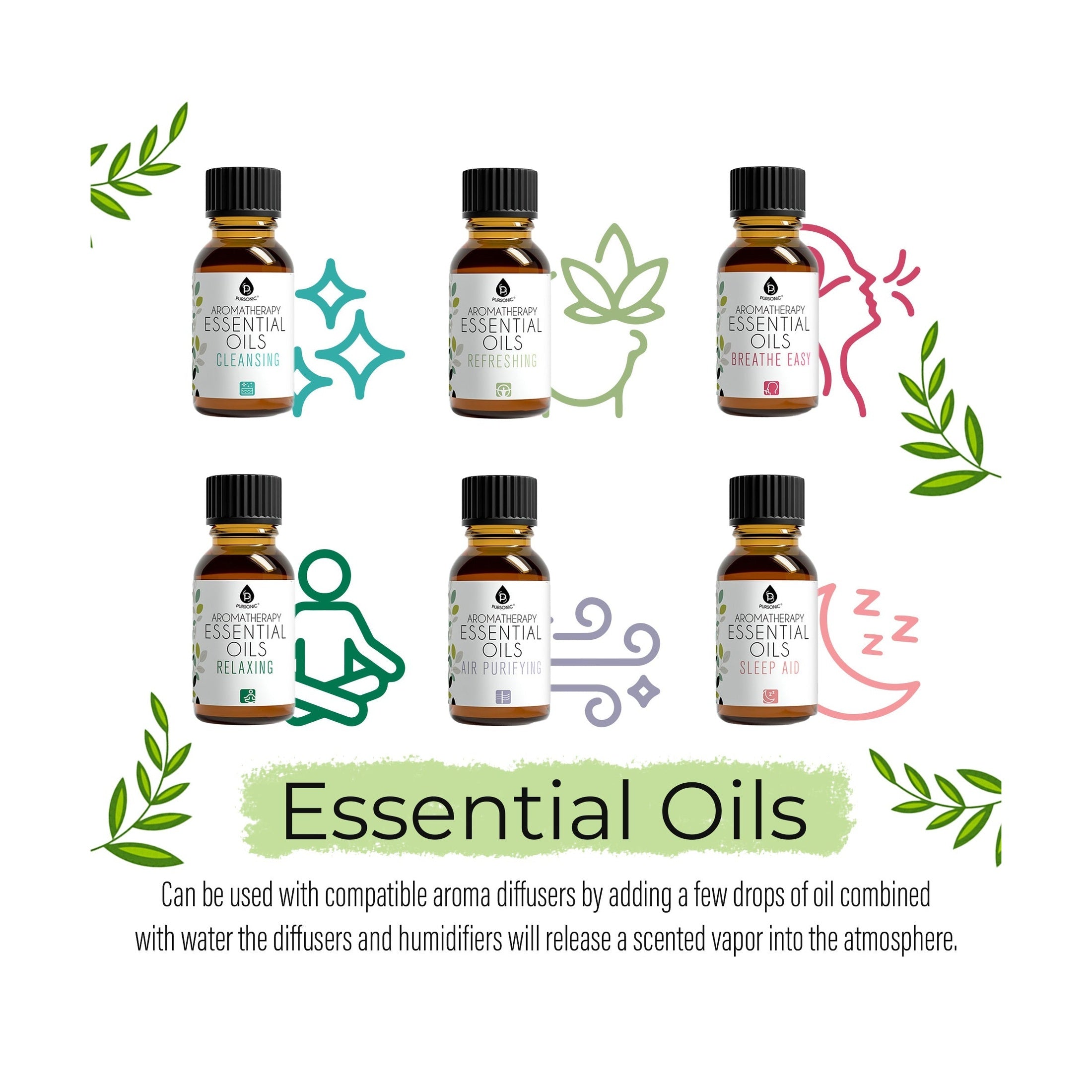 Aromatherapy Essential Oils Gift Bundle | DC-PURSONIC