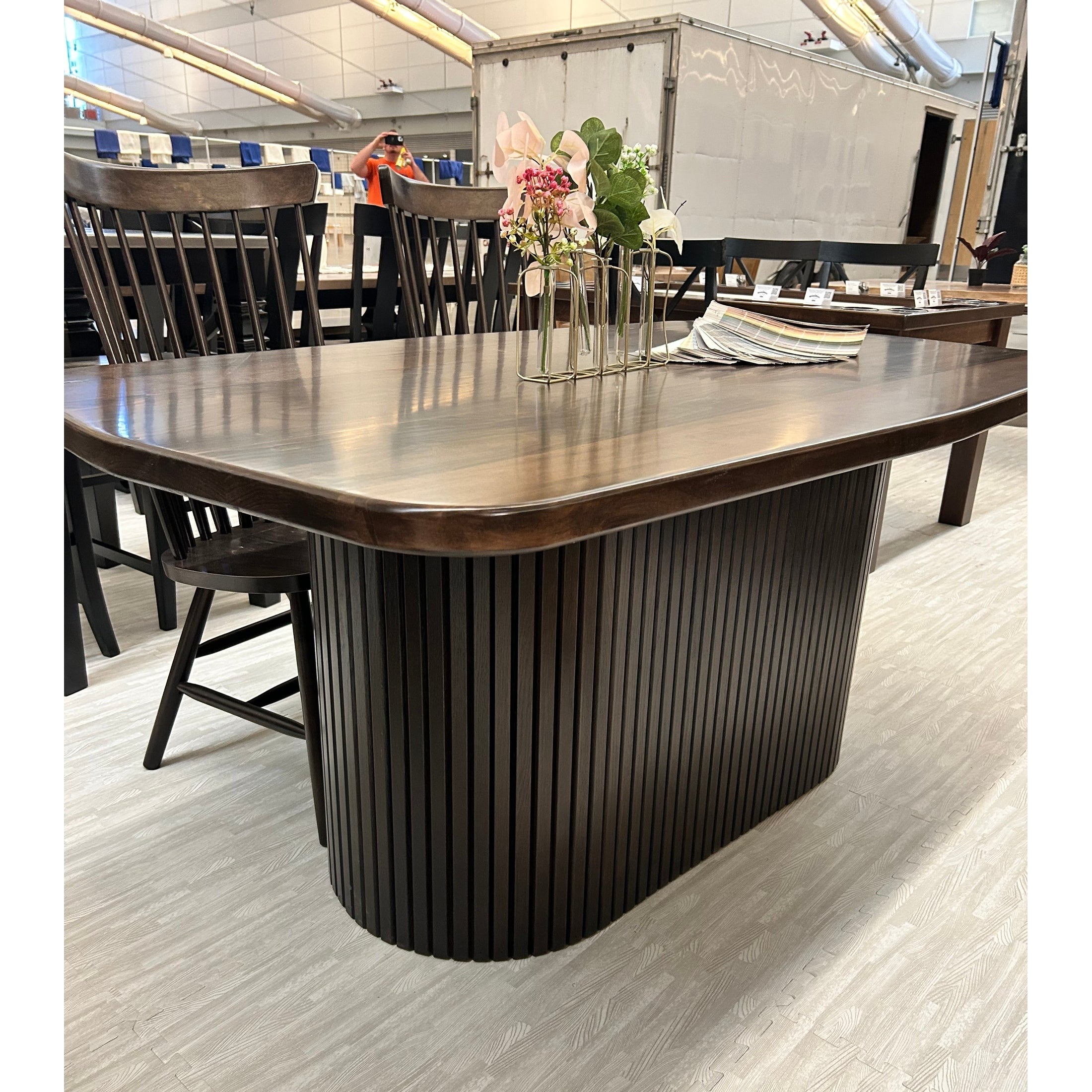 Ashley Fluted Pedestal Table Handcrafted To Order Solid Wood by Wooden Whale Workshop