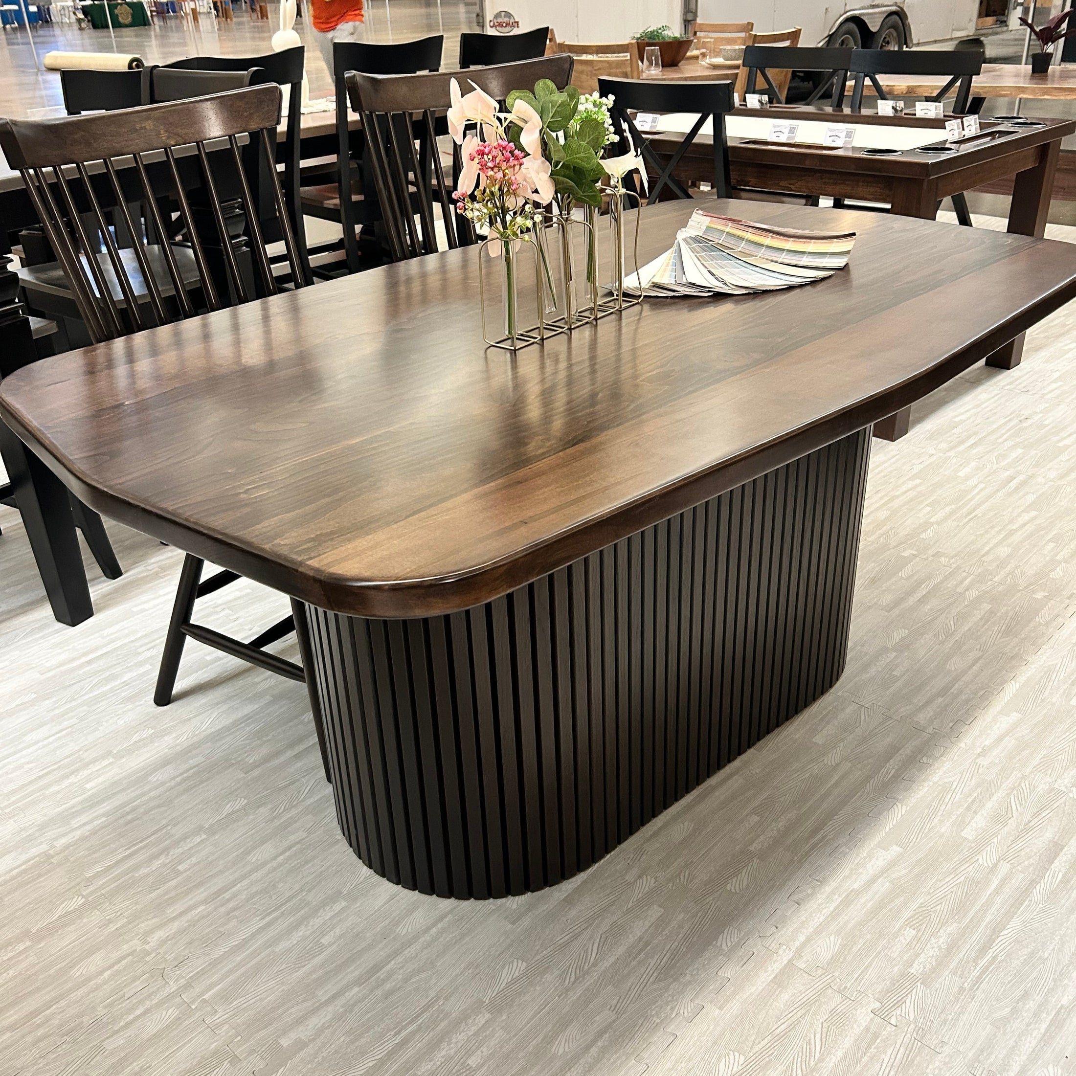 Ashley Fluted Pedestal Table Handcrafted To Order Solid Wood by Wooden Whale Workshop
