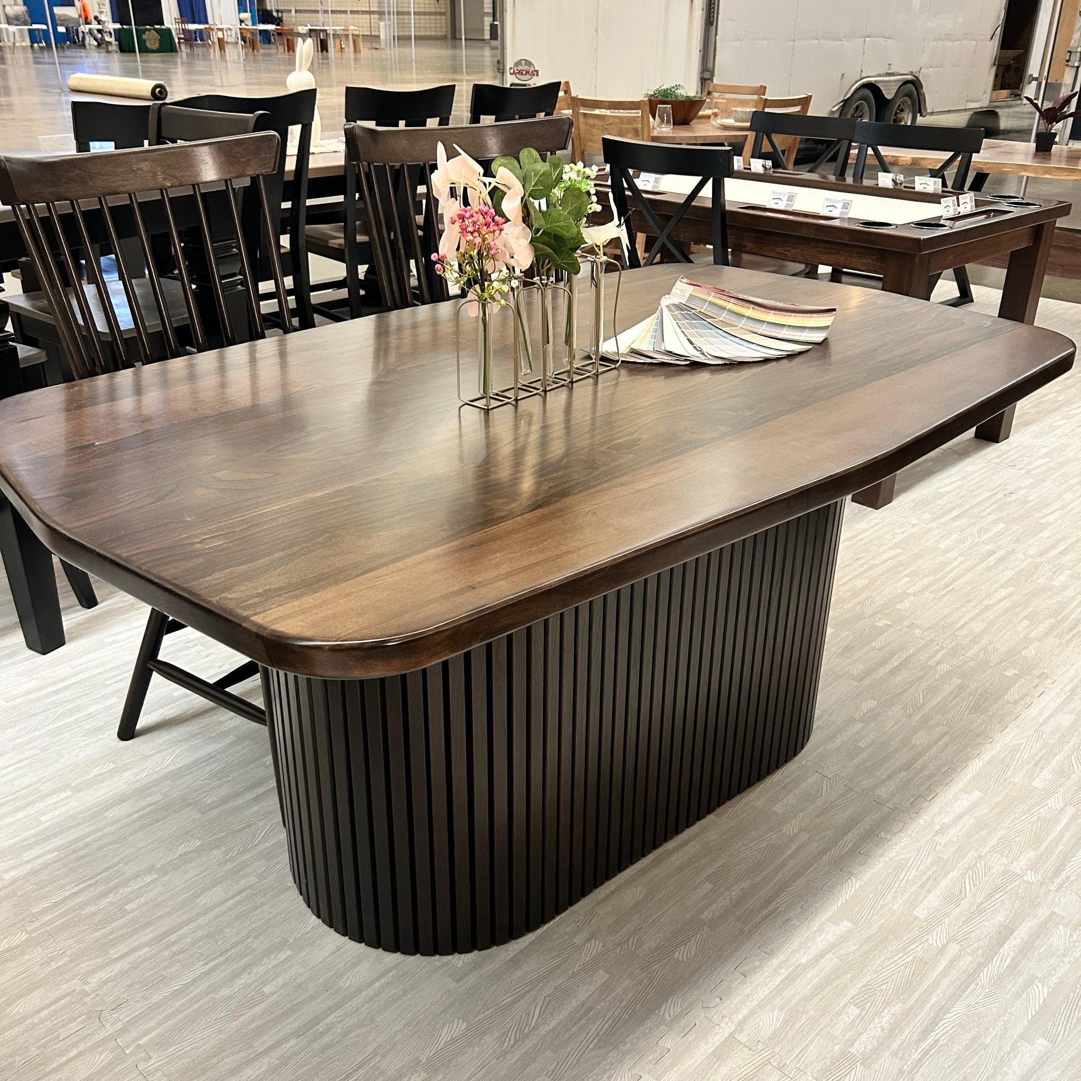 Ashley Fluted Pedestal Table Handcrafted To Order Solid Wood by Wooden Whale Workshop