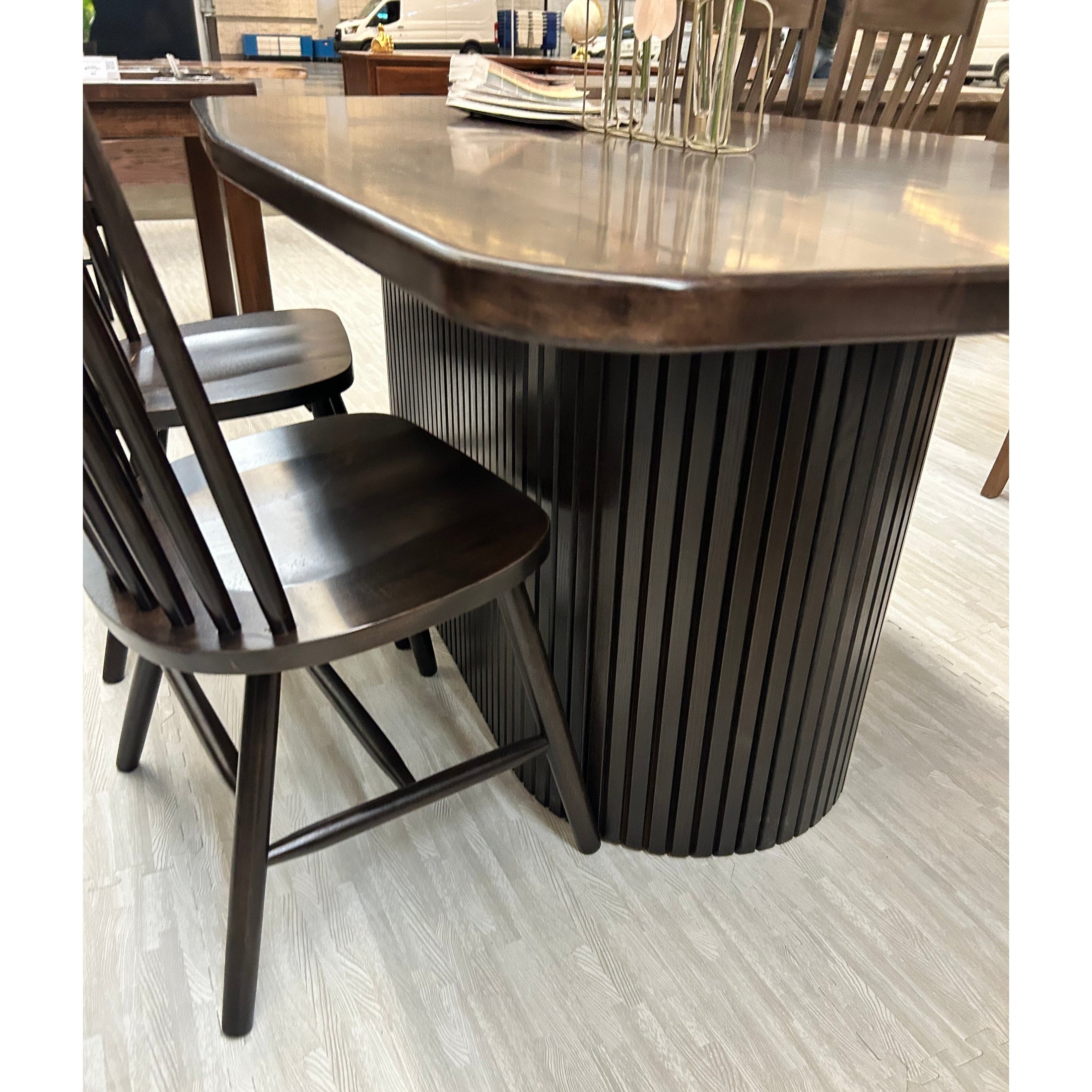 Ashley Fluted Pedestal Table Handcrafted To Order Solid Wood by Wooden Whale Workshop
