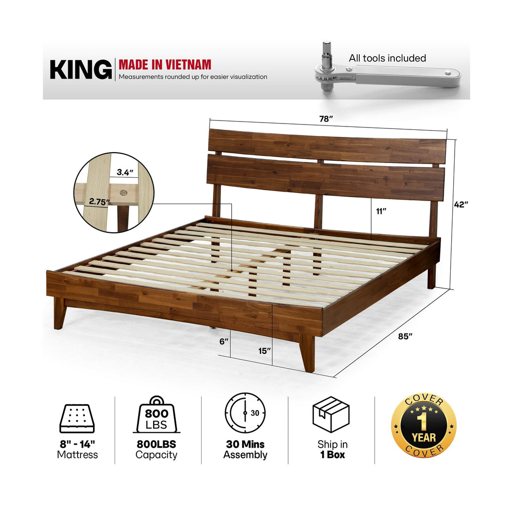 Aurora Solid Wood Bed Frame