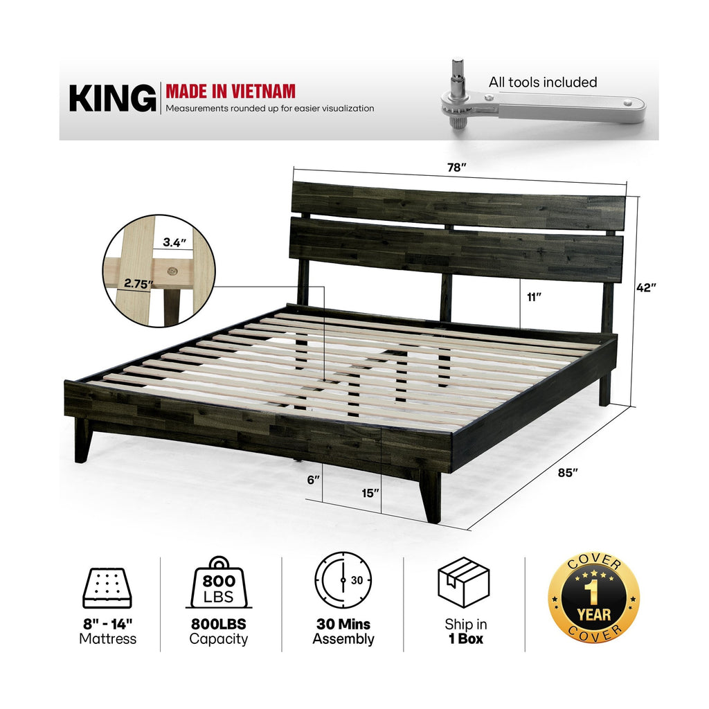 Aurora Solid Wood Bed Frame