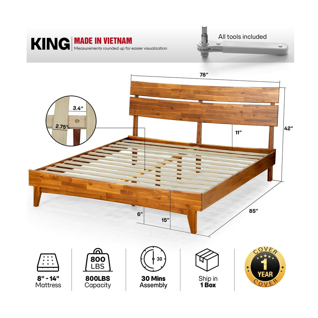 Aurora Solid Wood Bed Frame