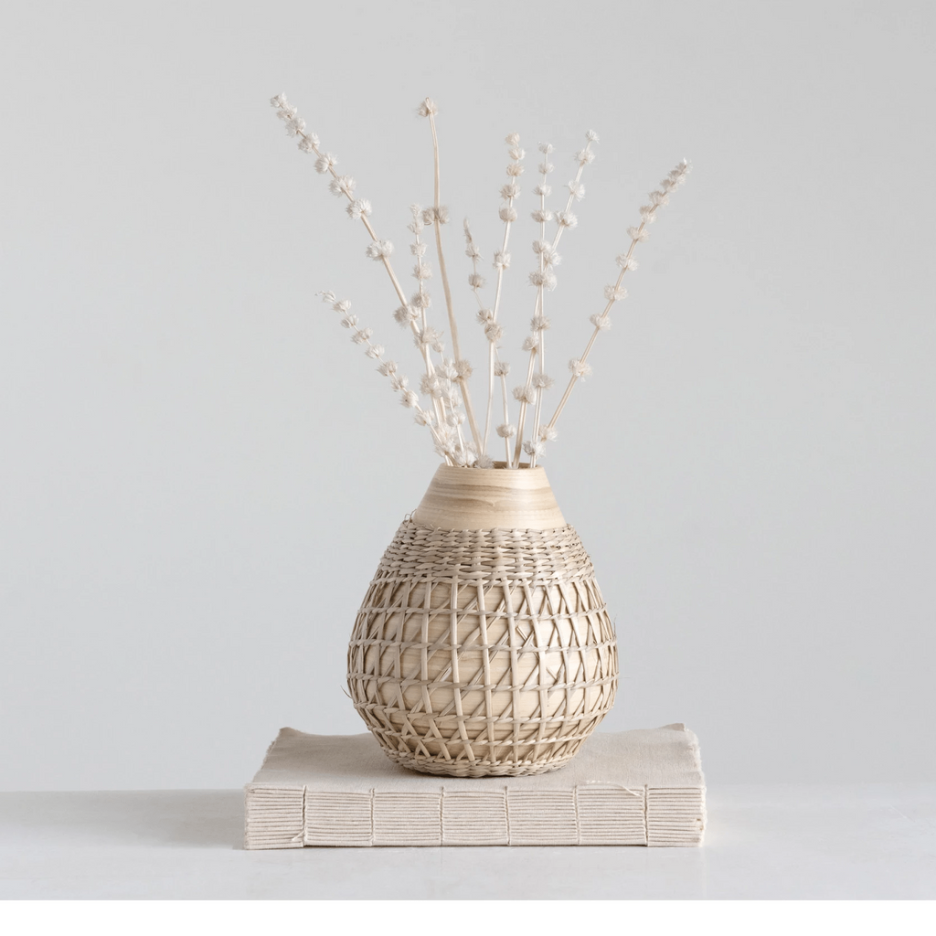 Bamboo Vase with Seagrass Weave