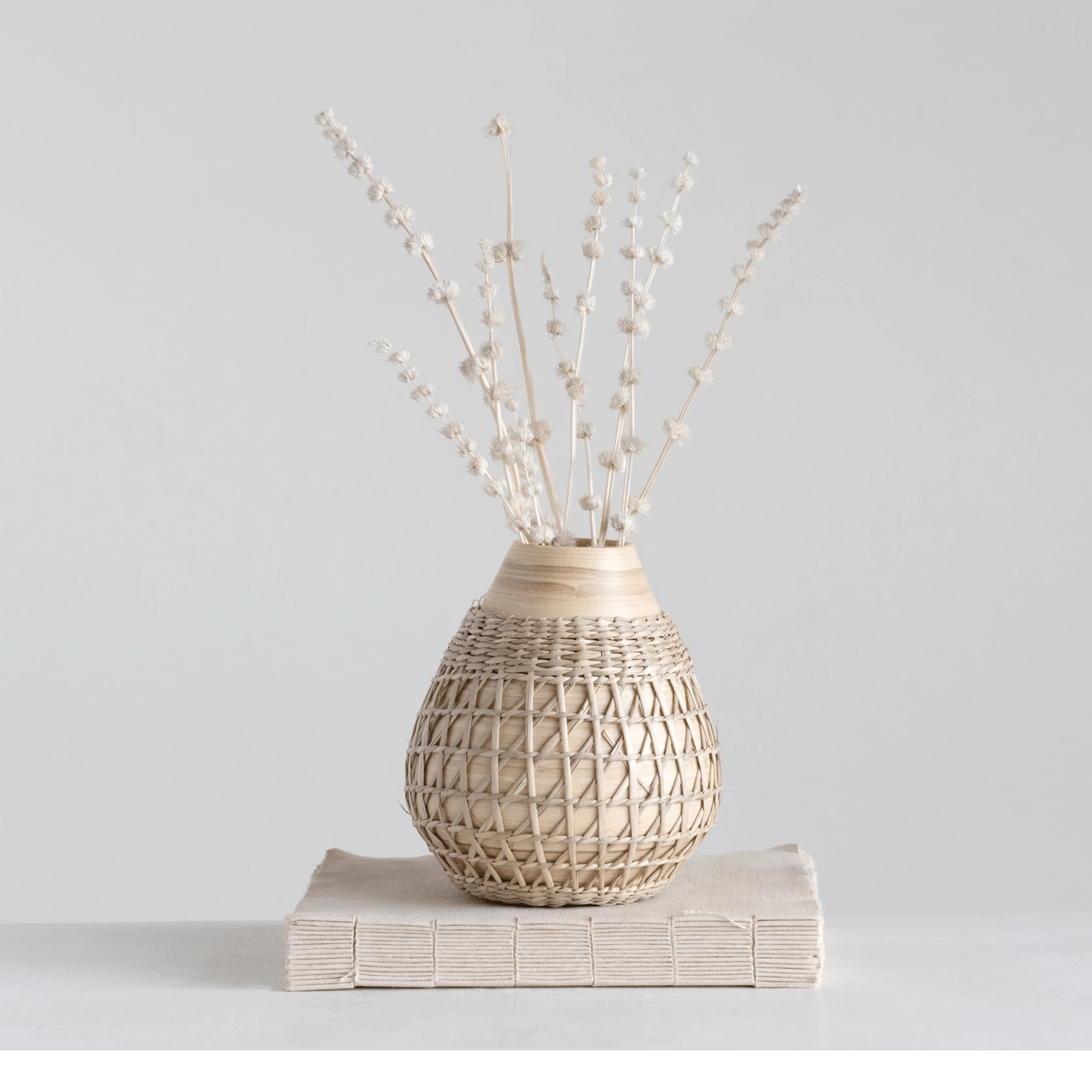 Bamboo Vase with Seagrass Weave