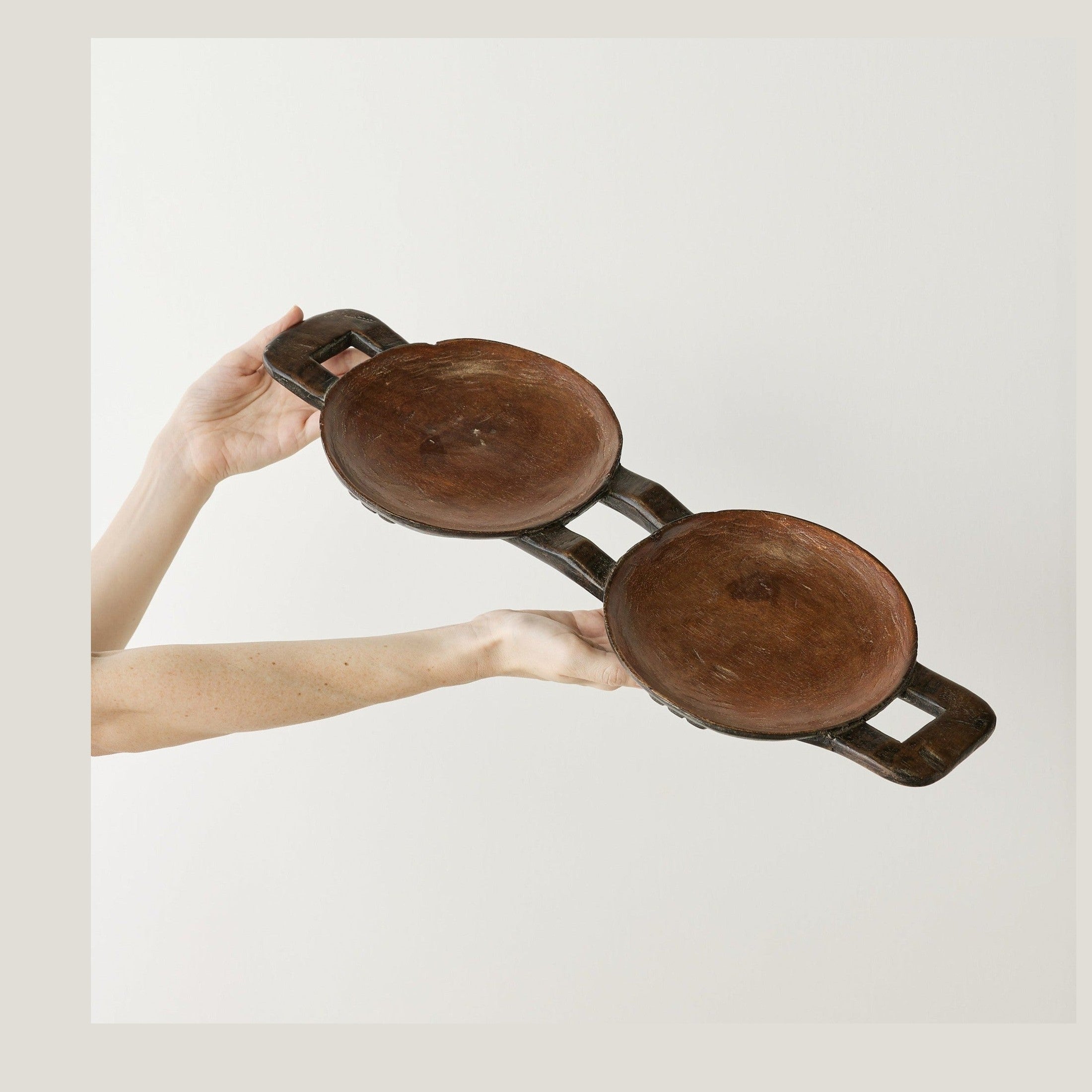 Bamenda Duo Circular Wooden Serving Tray