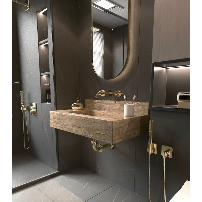 Bathroom Travertine Stone Sink, Wall Mount Washbasin