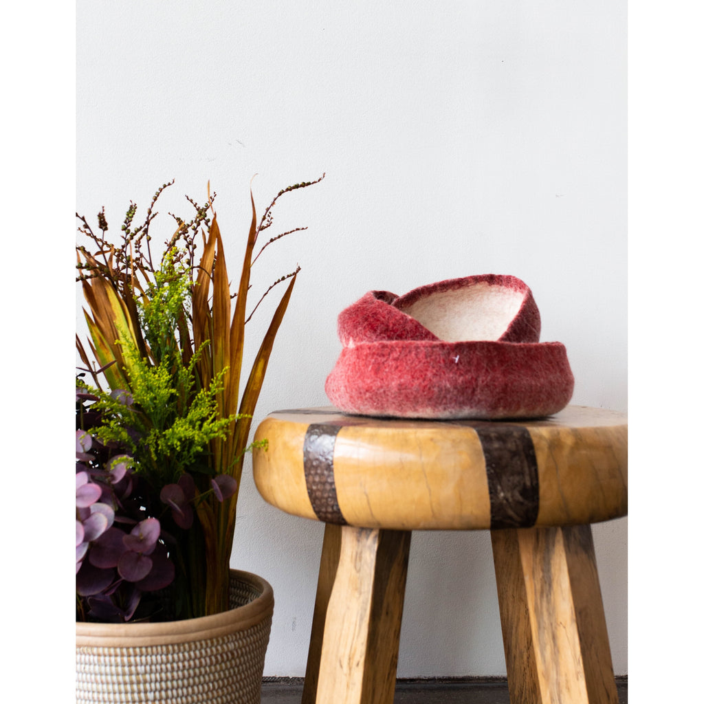 Berry Red Decorative Wool Nesting Bowls