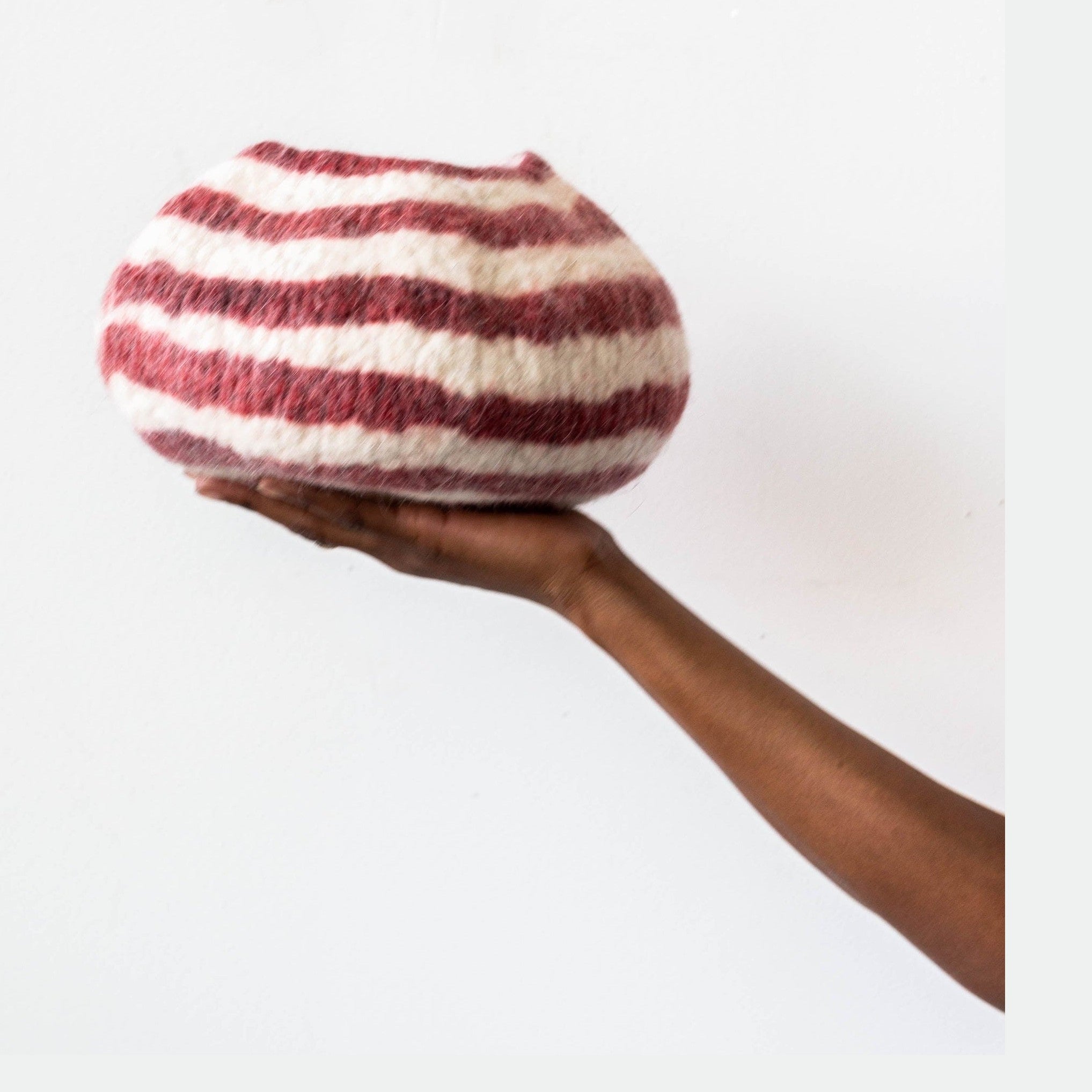 Berry Red Pathways Decorative Wool Ukhamba Bowl
