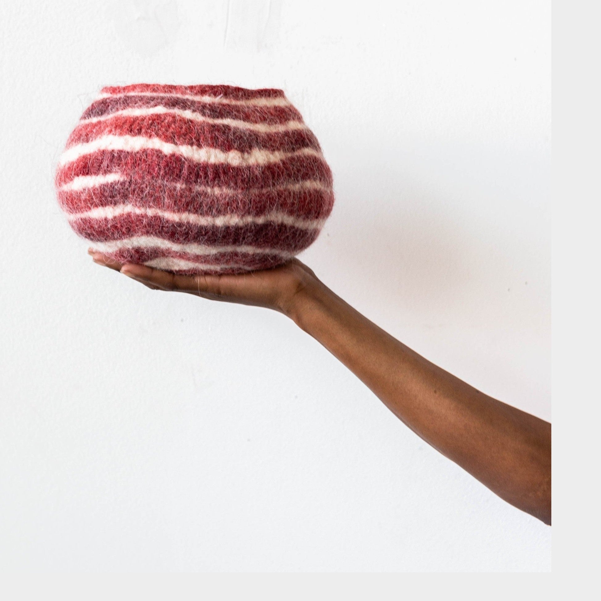 Berry Red Pathways Decorative Wool Ukhamba Bowl