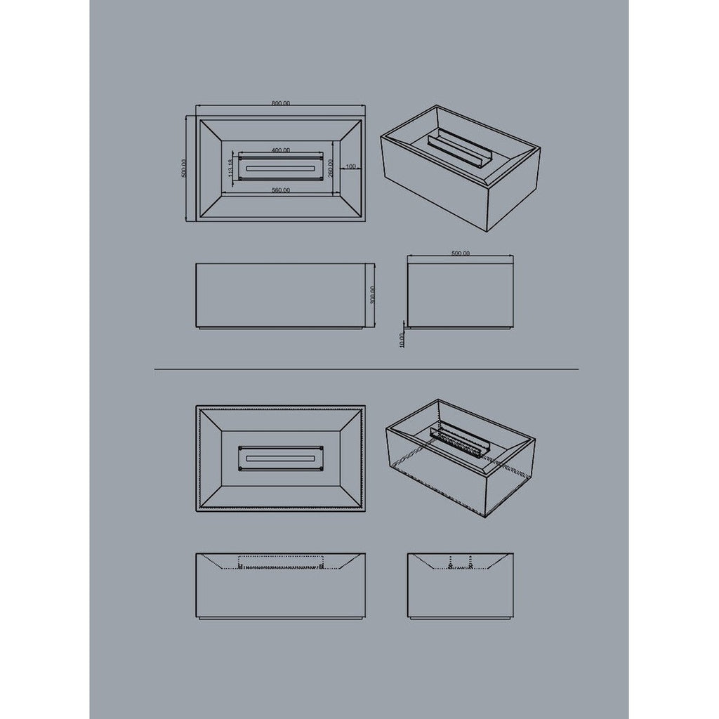 Black Marble Coffee Table with Built-in Fireplace