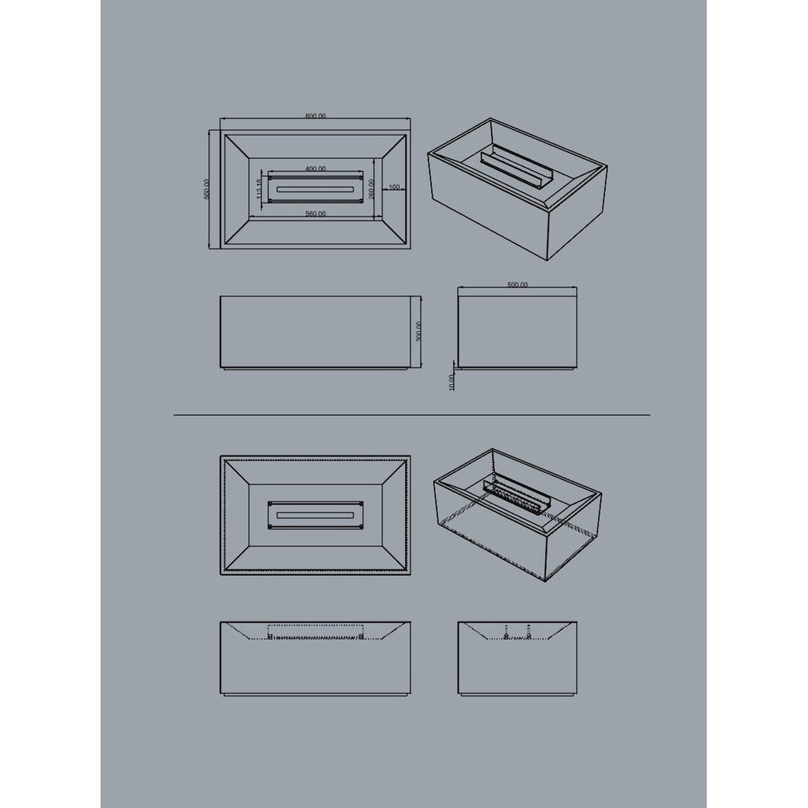 Black Marble Coffee Table with Built-in Fireplace