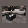 Black Marble Coffee Table with Built-in Fireplace