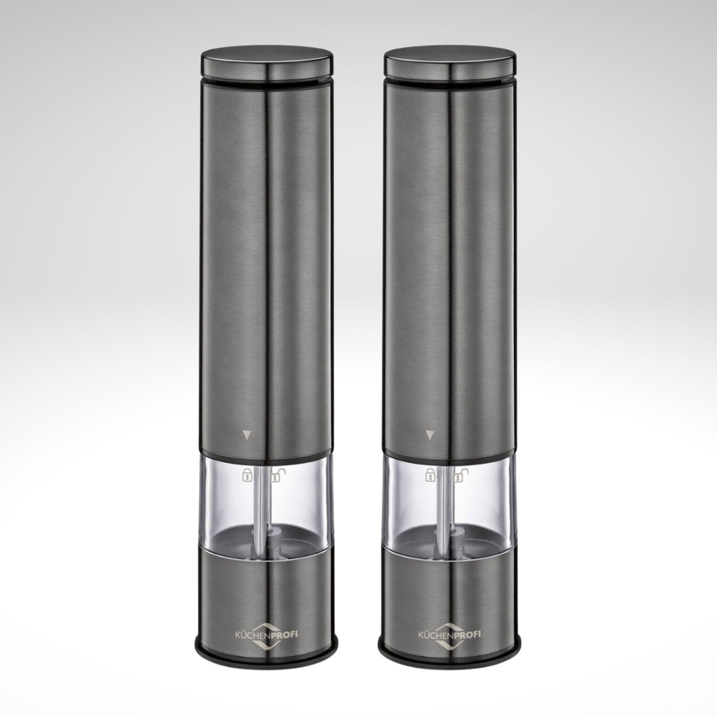 "Boston" Electric Salt and Pepper Mill, s/s, acrylic, 2" dia. x 9" by Küchenprofi USA