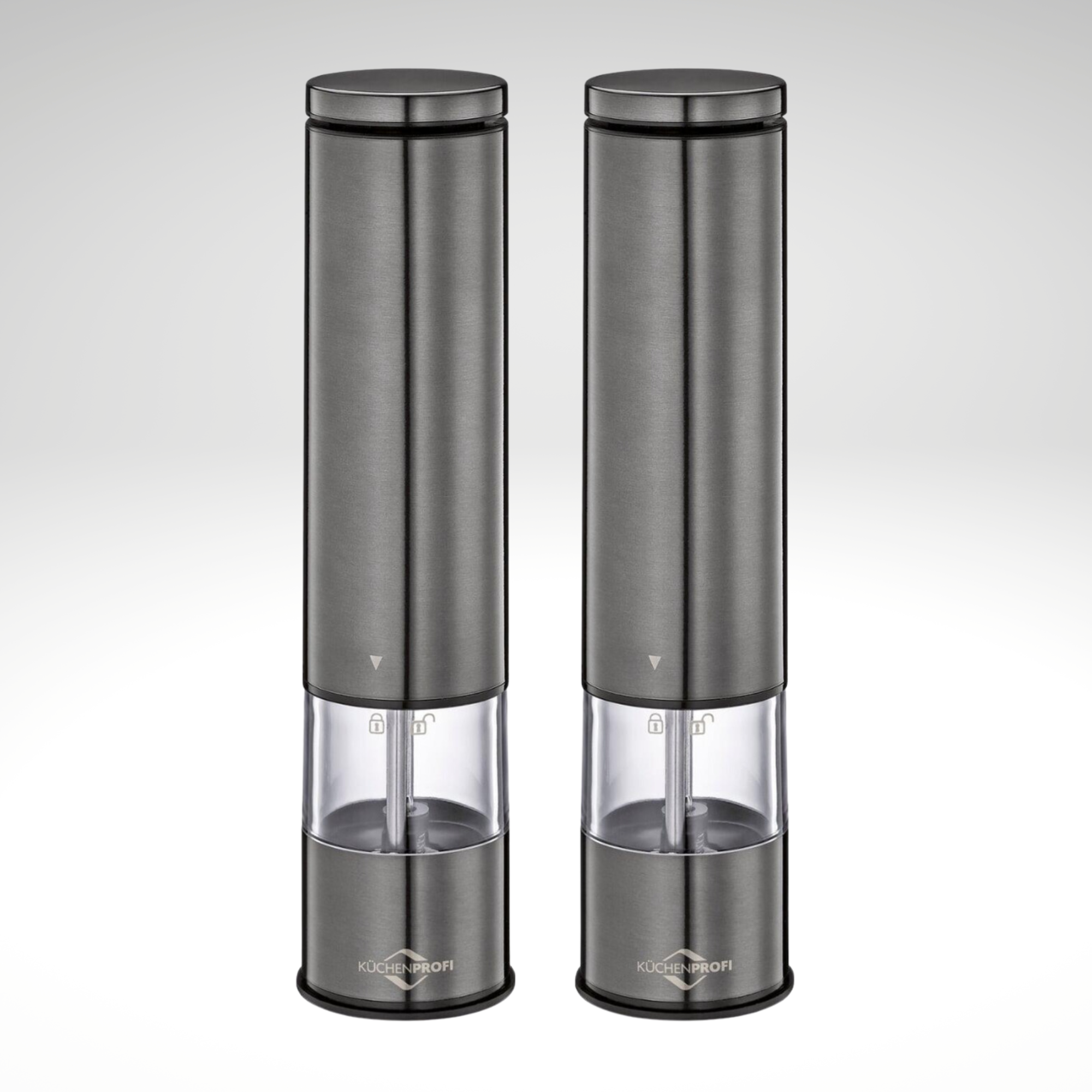 "Boston" Electric Salt and Pepper Mill, s/s, acrylic, 2" dia. x 9" by Küchenprofi USA