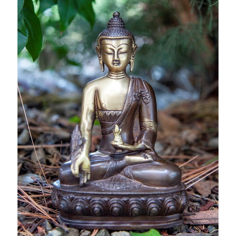 Brass Buddha Meditating On Lotus Statue | DC-OMSutra