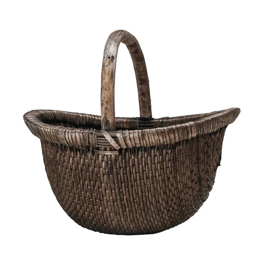 Brodi Decorative Hand-Woven Wicker Basket – Vintage Reproduction, Antique Finish